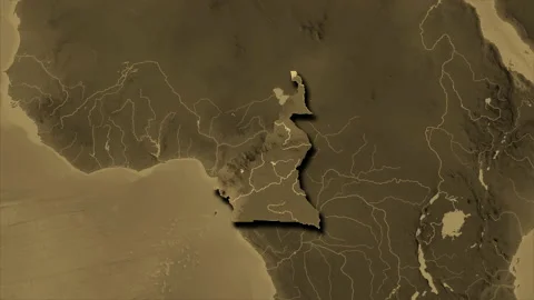Cameroon map - extract. Shadow. Sepia. Stock Footage 147717345