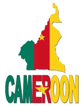 Cameroon map flag and text illustration Illustrazione stock