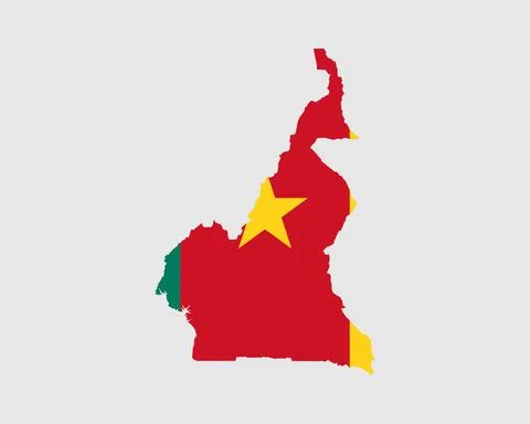 Cameroon Map Flag. Map of Cameroon with the Cameroonian country flag. Stock Illustration