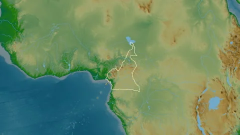 Cameroon map - glide. Border. Physical. Stock Footage 147722000