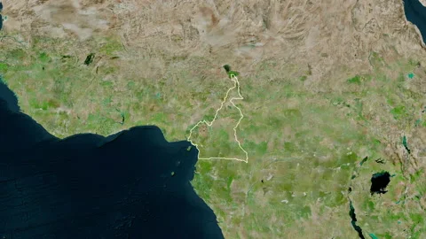Cameroon map - glide. Border. Satellite. Stock Footage 147717823