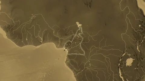 Cameroon map - glide. Glow. Sepia. Stock Footage 147722225