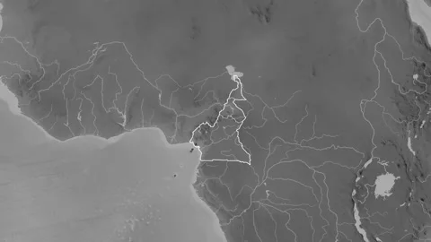 Cameroon map - glide. Regions. Grayscale. Stock Footage 147719737