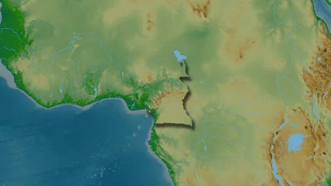 Cameroon map - glide. Shadow. Physical. Stock Footage 147721889