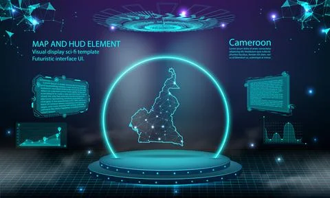 Cameroon map light connecting effect background. abstract digital technolog.. Stock Illustration
