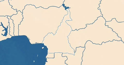A cameroon map with most important cities and frontier lines Stock Footage 337427831