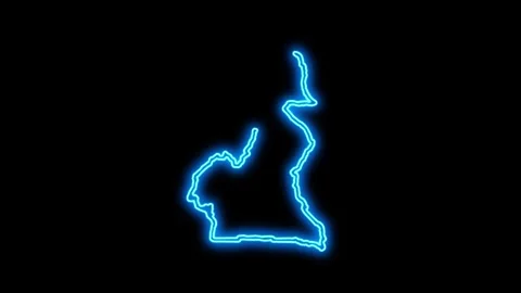 Cameroon Map Outline Neon Lights Stock Footage 332849099