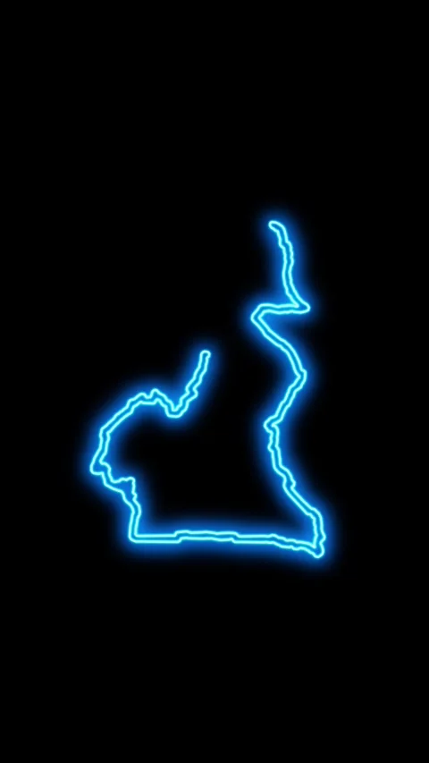 Cameroon Map Outline Neon Lights Stock Footage 333055961