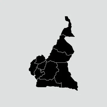 Cameroon map with regions isolated on white background Stock Illustration