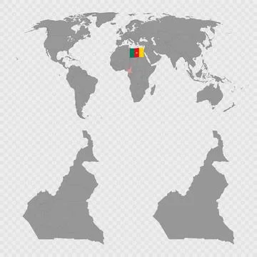 Cameroon Map Set with World Location. Stock Illustration