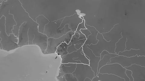 Cameroon map - solid. Border. Grayscale. Stock Footage 147725385