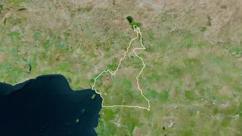 Cameroon map - solid. Border. Satellite. Stock Footage 147723489