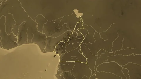 Cameroon map - solid. Border. Sepia. Stock Footage 147728211