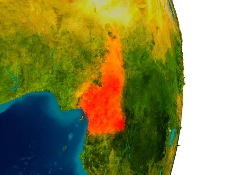 Cameroon on model of planet Earth Stock Illustration