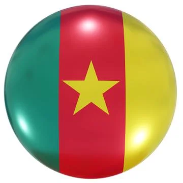 Cameroon national flag button Stock Illustration