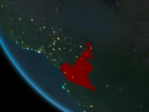 Cameroon at night from orbit Stock Illustration