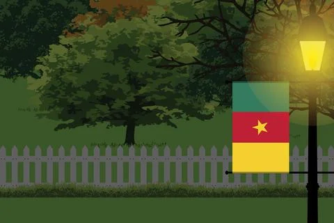 Cameroon Night Trees Lamp Vector Illustration Stock-Illustration