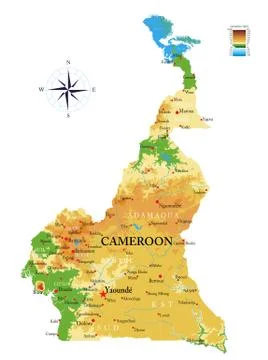 Cameroon physical map Stock Illustration