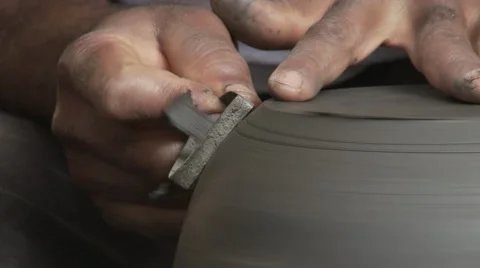 Cameroon pottery, close up hands. Stock Footage 63906782