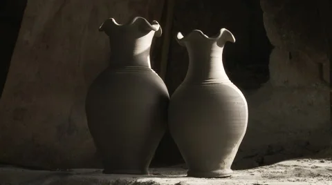 Cameroon Pottery, two jugs was taken Stock Footage 64083250