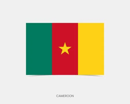 Cameroon Rectangle flag icon with shadow. Stock Illustration