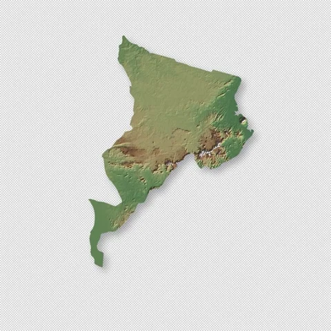 Cameroon Rotating 3D Relief Map Seamless Loop, Alpha Channel 4K Stock Footage 340722521