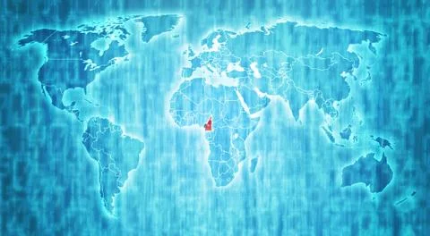 Cameroon territory on world map Stock Illustration