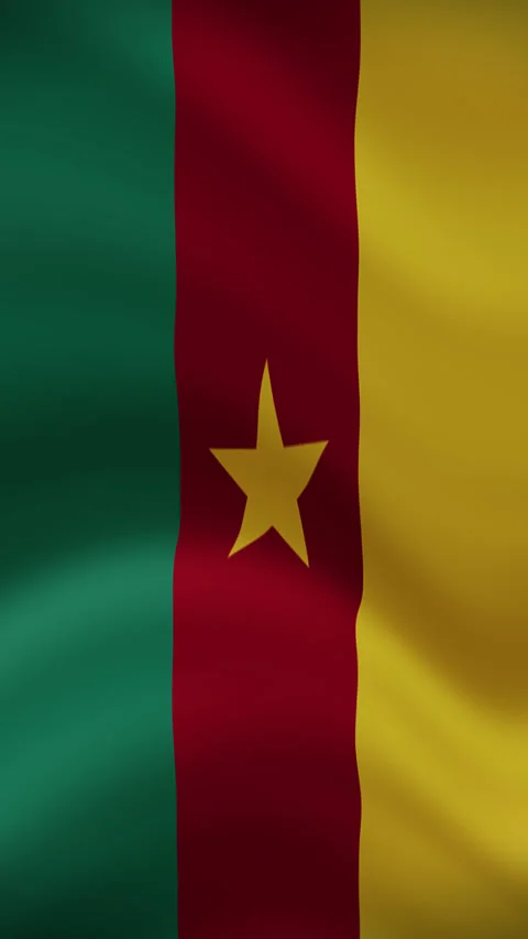 Cameroon Waving Flag in Vertical Orientation – Realistic Loop Animation Stock Footage 294949437