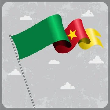 Cameroon wavy flag. Vector illustration Stock Illustration