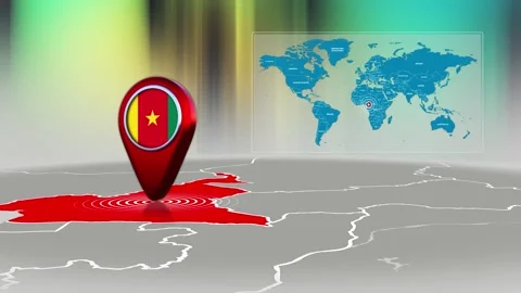 Cameroon World Map Pin Location Background Loop 4k Stock Footage 341771596