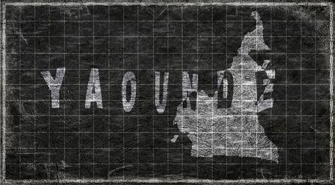 Cameroon Yaounde Typography Map Stock Illustration