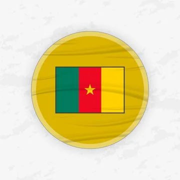 Cameroonian Flag in a Circular Emblem Design, Abstract Round Sticker Illust.. Illustrazione stock