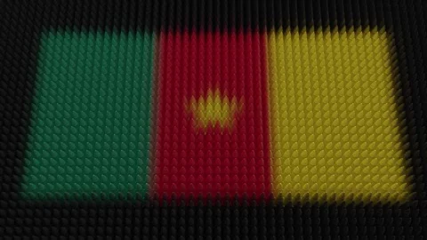 Cameroonian Flag Light Shining on Scrolling Bullets Stock Footage 273716510