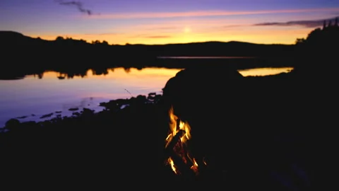 Camfire at the lake. Stock Footage 132050674