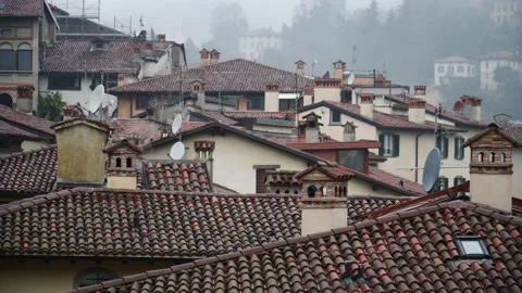 Caminets and tiled roofs Stock Footage 164367147