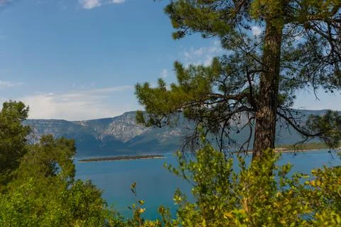 CAMLI, MUGLA, TURKEY: Beautiful seascape with mountain views in the village of Stock Photos
