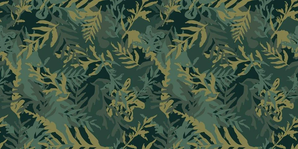 Camo with leaf, seamless pattern. Vector background Stock Illustration