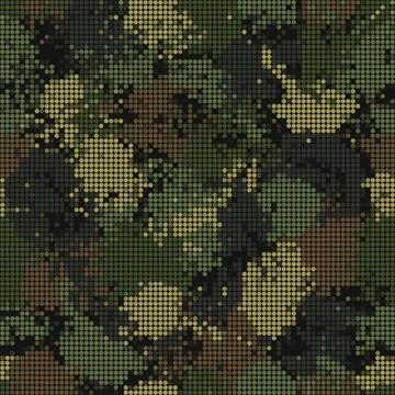 Camo pattern with paint splatter, pixel effect Stock Illustration