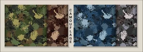 Camo pattern with paint splatter, smudges of paint: Graphic #244603753