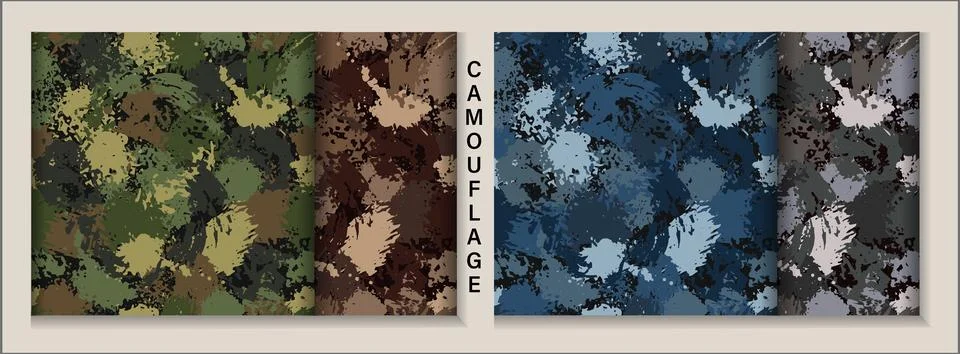 Camo pattern with paint splatter, smudges of paint Stock Illustration