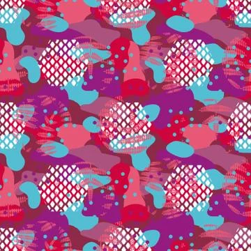 Camo red and violet seamless vector pattern. Illustrazione stock
