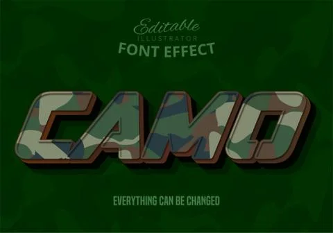 Camo text, editable text effect Stock Illustration
