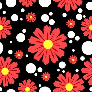 Camomile seamless pattern with circles 스톡 일러스트