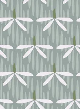 Camomile seamless pattern vector floral design primitive scandinavian Stock Illustration
