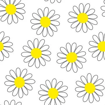Camomile seamless vector pattern Stock Illustration