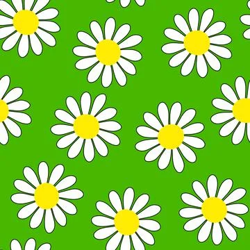 Camomile seamless vector pattern Stock Illustration