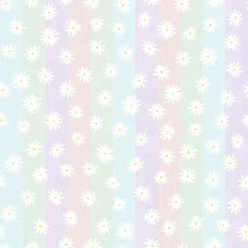 Camomile seamless vector pattern. Light striped background Stock Illustration