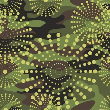 Camouflage and halftone pattern background seamless, mask clothi Stock Illustration