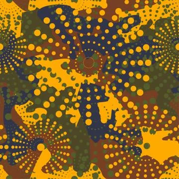 Camouflage and halftone pattern background seamless, mask clothi Stock Illustration