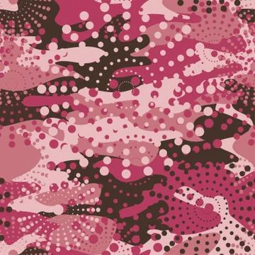 Camouflage and halftone pattern background seamless, mask clothi Stock Illustration